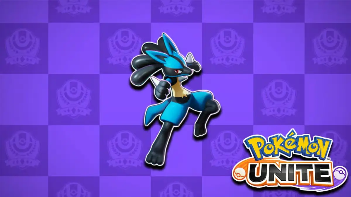Lucario w pozie bojowej z aurą