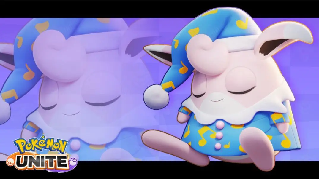 Wigglytuff w pozie śpiewającej z nutami